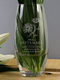 PMC personalised September birth flower bullet vase, imported from the UK