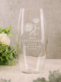 PMC personalised September birth flower bullet vase, imported from the UK