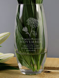 PMC personalised November birth flower bullet vase, imported from the UK