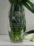 PMC personalised November birth flower bullet vase, imported from the UK