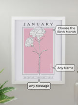 Next PMC Personalised Birth Flower A4 Framed Photo Frame- Buy online at McGrocer