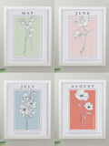 PMC birth flower A4 framed print, imported from the UK