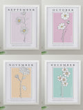 PMC birth flower A4 framed print, imported from the UK