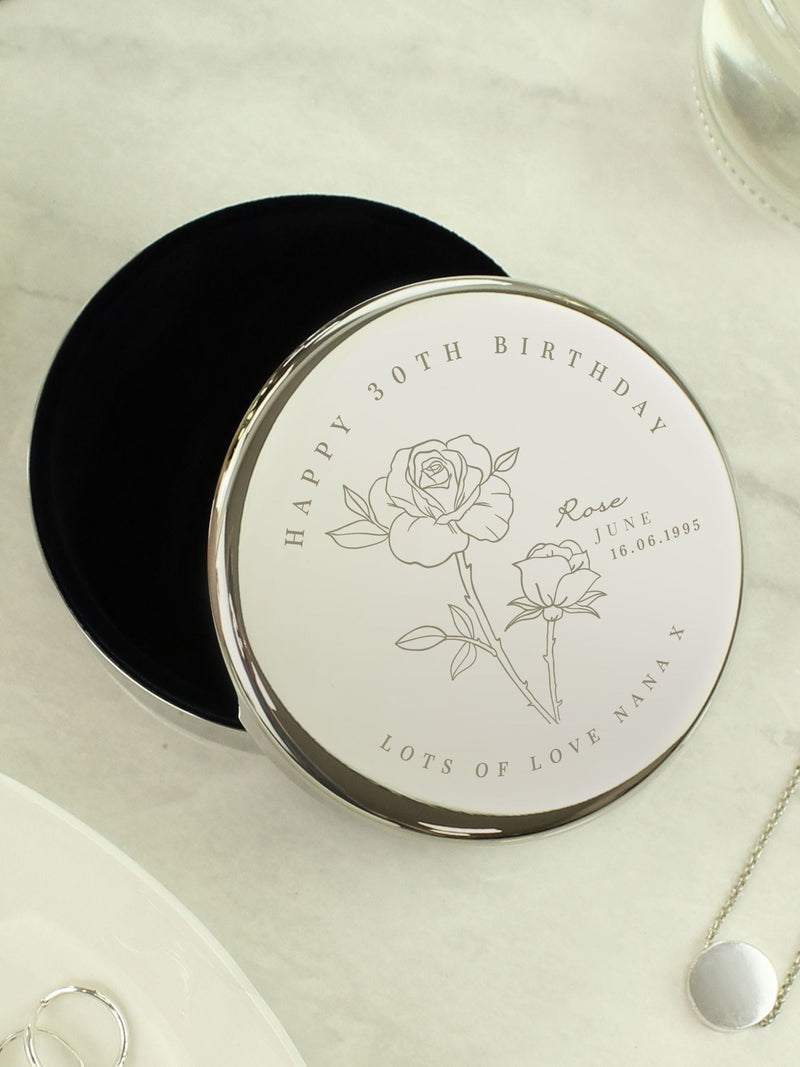 PMC June birth flower round trinket box (British brand)