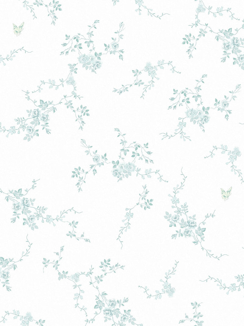 Shabby Chic Duck Egg Butterflies wallpaper 10m roll, imported from the UK