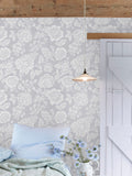 Shabby Chic grey stipple wallpaper 10m roll, UK version