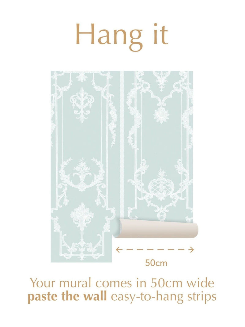 Shabby Chic Blue Panel Francaise mural 4M, UK version