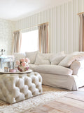 Shabby Chic green watercolour stripe wallpaper 10m roll (British brand)