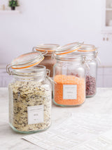 Next Kilner Clear 1.5L Square Clip Top Jars and Pantry Labels Preserving Set- Buy online at McGrocer