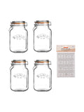 Kilner 1.5L square clip top jars and pantry labels set, UK version