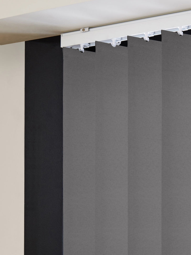 Fiskar made to measure grey vertical blinds (British brand)