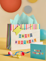 Next Teal Blue Bright Bunting Birthday Gift Bag and Card Set- Buy online at McGrocer