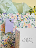 Blue medium floral print gift bag set - British product