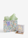Blue medium floral print gift bag set - British product