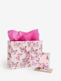 Pink Large Butterfly Gift Bag and Card Set, imported from the UK