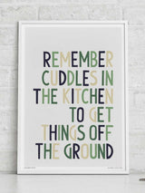 Next Sketchbook Design Remember Cuddles in the Kitchen Framed Print - White, A4- Buy online at McGrocer