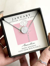 Next PMC Personalised January Birth Flower Necklace and Box- Buy online at McGrocer