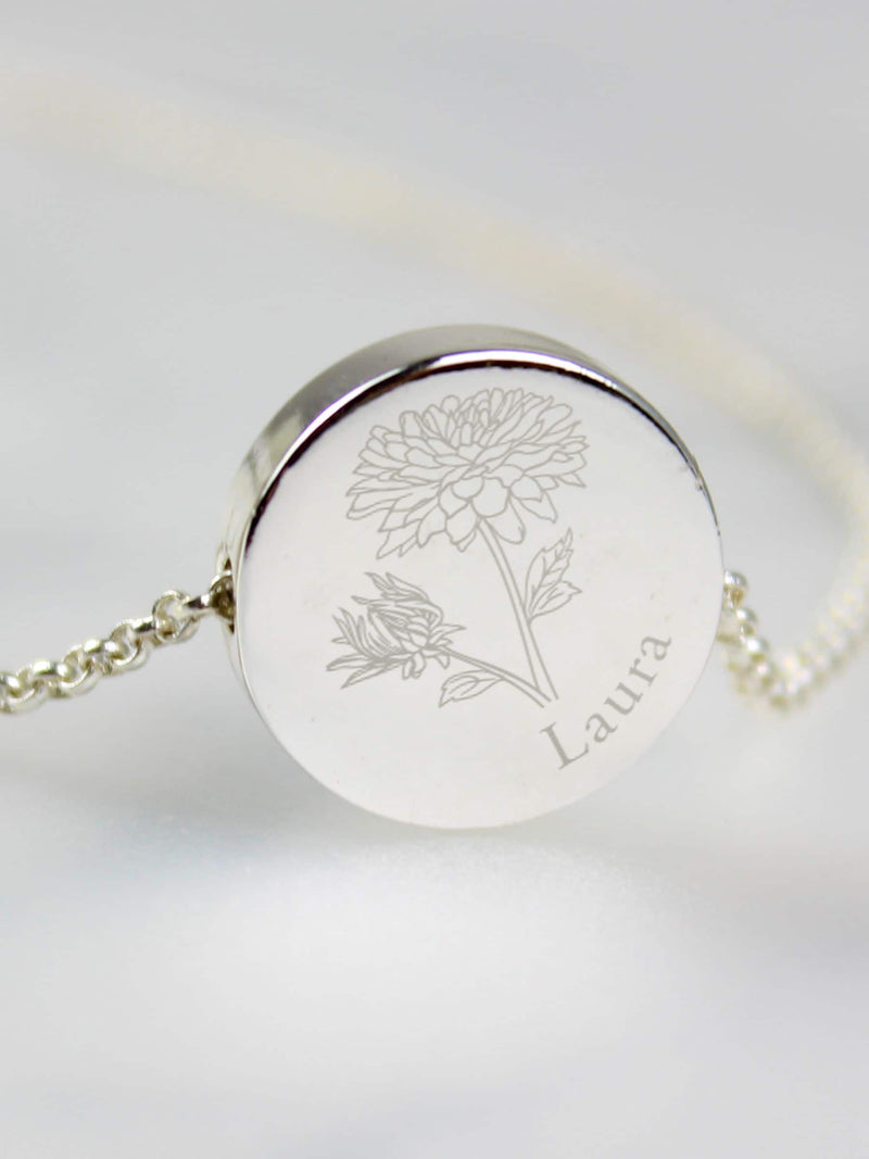 PMC November birth flower necklace personalisable, imported from the UK