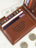 PMC personalised brown leather wallet (British brand)