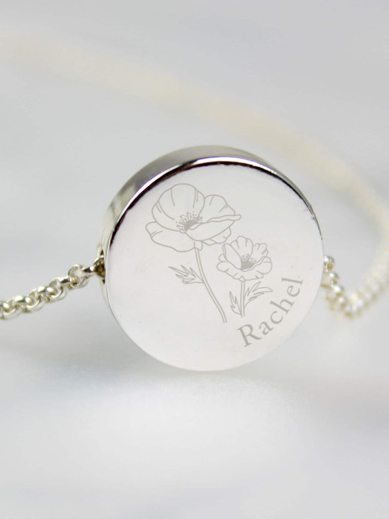 PMC personalised August birth flower necklace, UK version