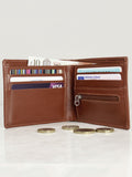 PMC personalised compass brown leather wallet, UK version