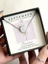 Next PMC Personalised September Birth Flower Necklace and Box- Buy online at McGrocer