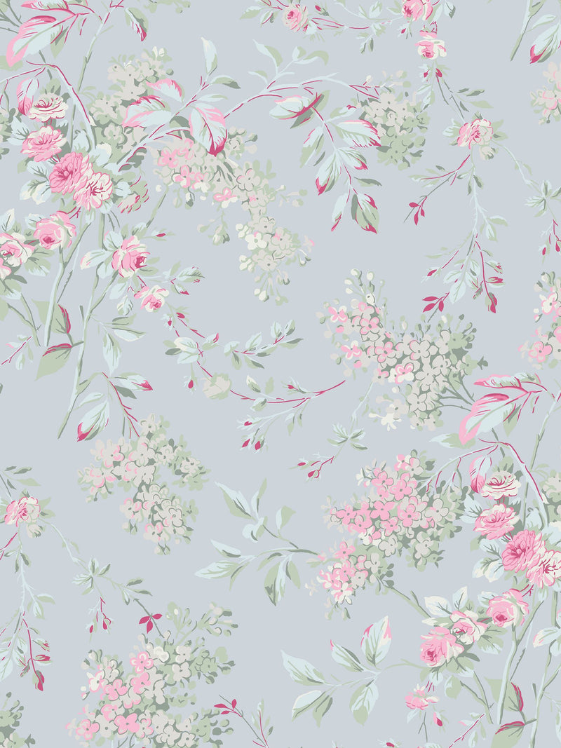 Shabby Chic Blue Chelsea wallpaper sample A4, UK version