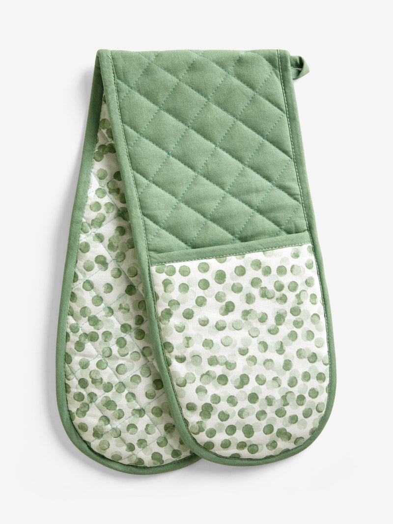 double oven gloves sage green cotton - British brand