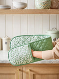 double oven gloves sage green cotton - British brand