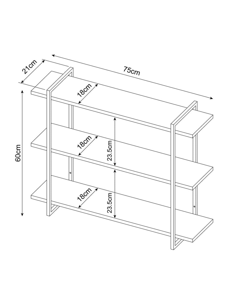 Dark Bronx wide 3 tier wall shelves 75cm (British brand)