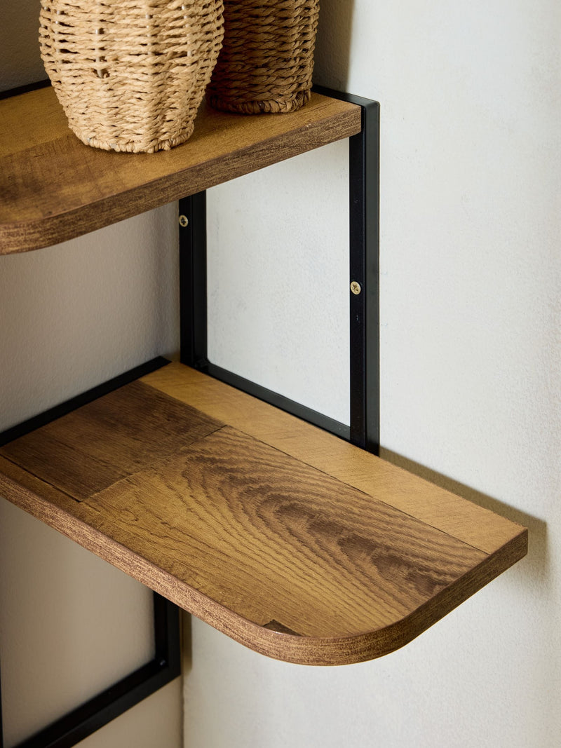 Natural Bronx 2 tier concrete effect corner shelf, UK version