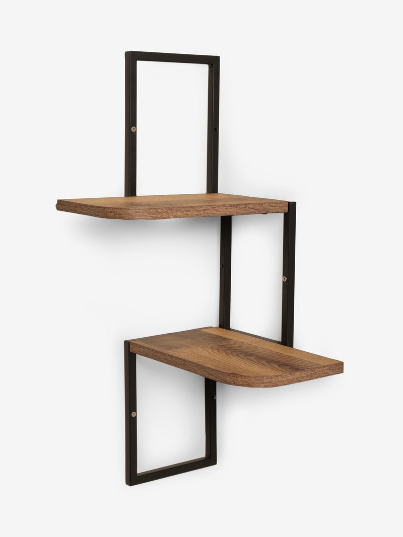 Natural Bronx 2 tier concrete effect corner shelf, UK version