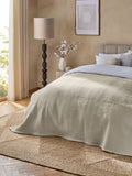 Natural Carrie quilted velvet bedspread, imported from the UK