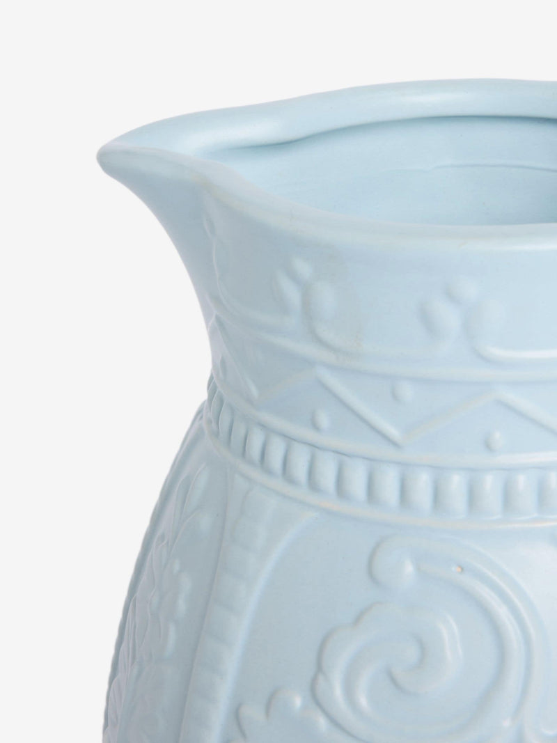 Shabby Chic blue embossed jug vase 22cm (British brand)