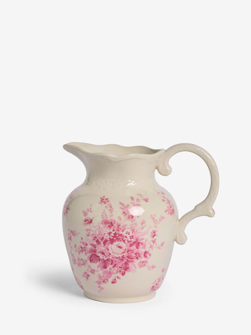Shabby Chic white pink floral vase jug (British brand)