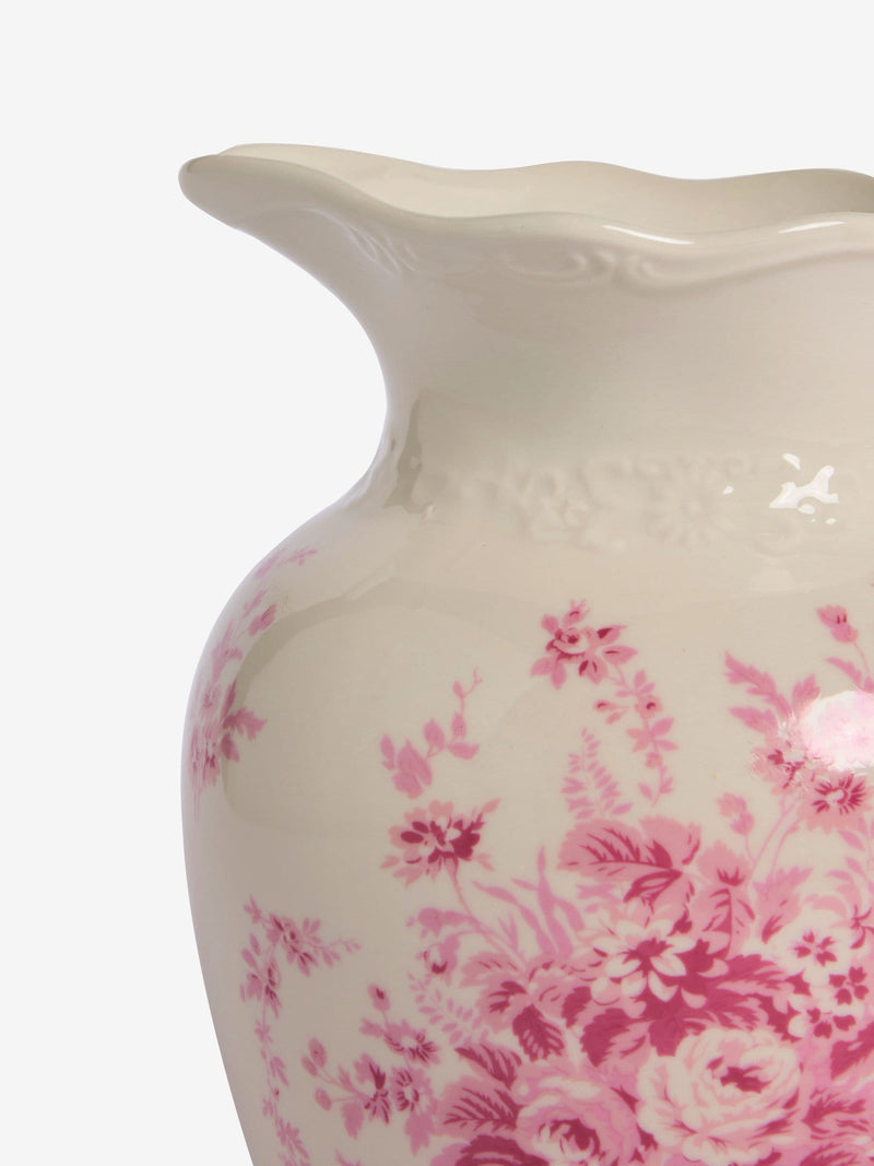 Shabby Chic white pink floral vase jug (British brand)