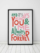 Next Sketchbook Design You and Me Always and Forever Black A4 Framed Art Print- Buy online at McGrocer