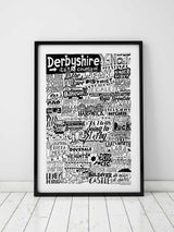 Next Sketchbook Design Black Derbyshire Landmarks Illustration Framed Print - Black A3 Frame- Buy online at McGrocer