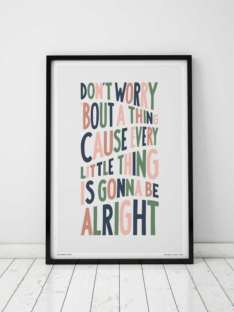 Sketchbook Design hand-drawn typography print A3 black frame, imported from the UK