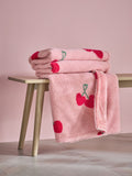 Pink Cherries Borg Fleece Throw, British product