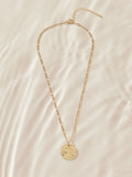 Gold tone waterproof stainless steel hammered disc necklace, UK version