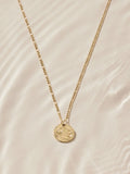 Gold tone waterproof stainless steel hammered disc necklace, UK version