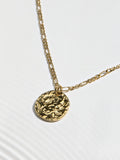 Gold tone waterproof stainless steel hammered disc necklace, UK version