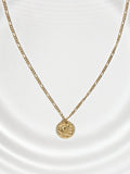 Gold tone waterproof stainless steel hammered disc necklace, UK version