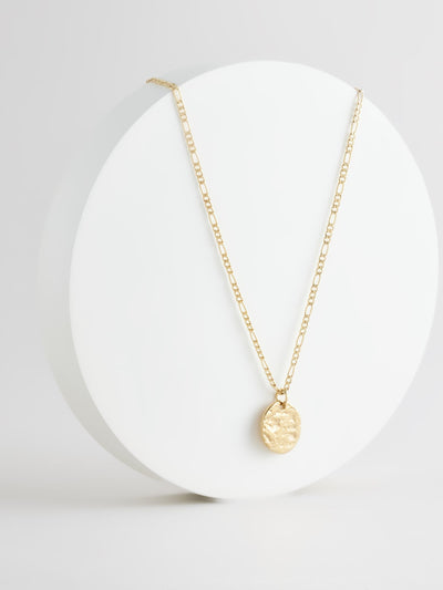 Next Gold Tone Waterproof Stainless Steel Hammered Disc Necklace- Buy online at McGrocer