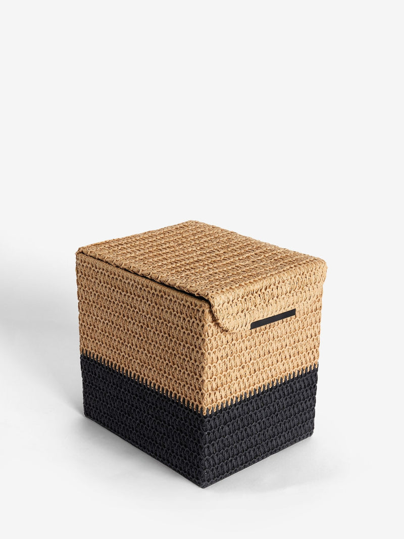 Bronx Natural Woven Lid Bathroom Bin 25cm, imported from the UK