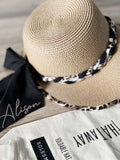 Solesmith cream leopard print personalised straw hat, UK version