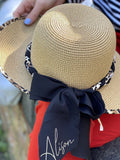 Solesmith cream leopard print personalised straw hat, UK version