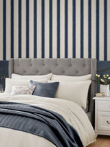 Next Laura Ashley Denwick Stripe Midnight Seapsray Wallpaper Sample A4- Buy online at McGrocer