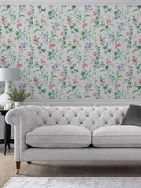 Next Laura Ashley Pale Violet Poppy Meadow Wallpaper Sample A4- Buy online at McGrocer